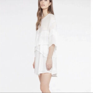 IRO Ceclie Tiered Ruffle Mini Dress Size 6 White 2875